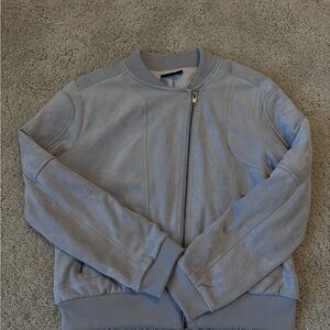 VICI Light Gray Suede Bomber Jacket
